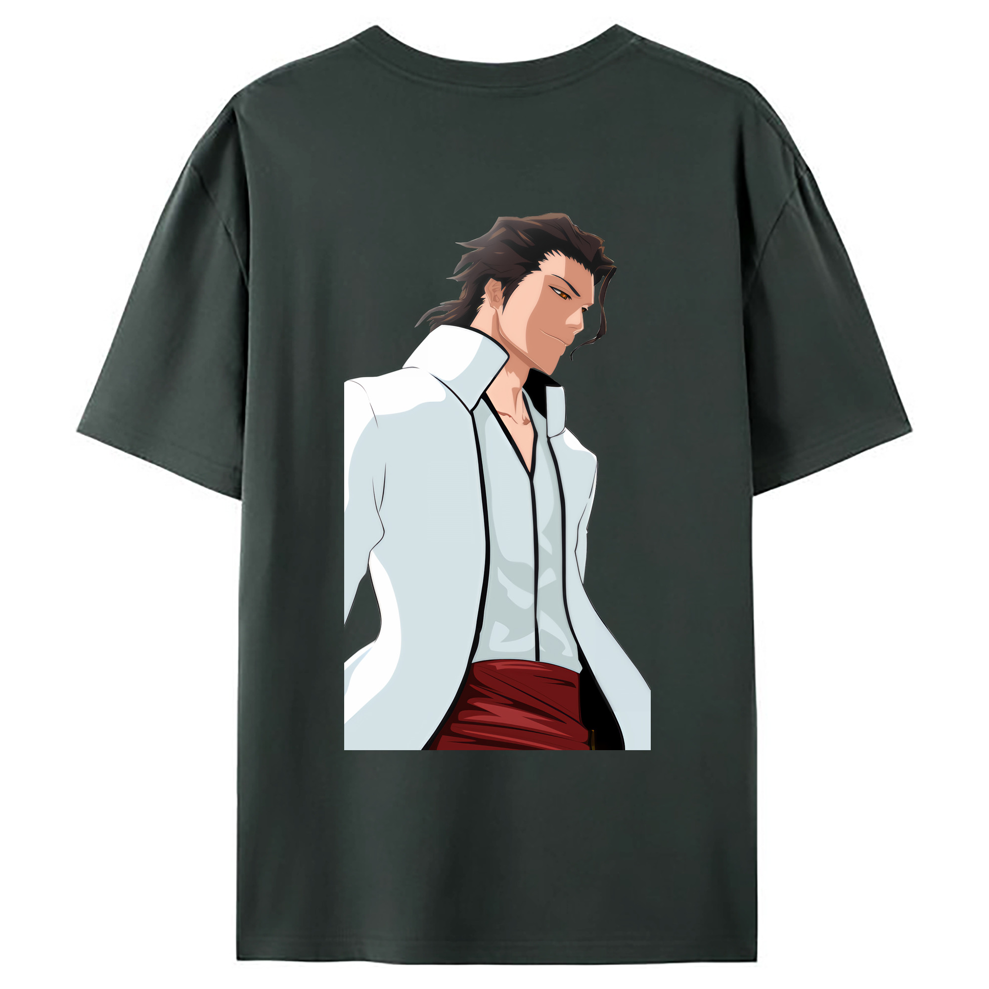 （画像用） ブリーチ 藍染 惣右介（あいぜん そうすけ） BLEACH Aizen Sousuke 綿100％ メンズ半袖Tシャツ（バックプリント） 通気性